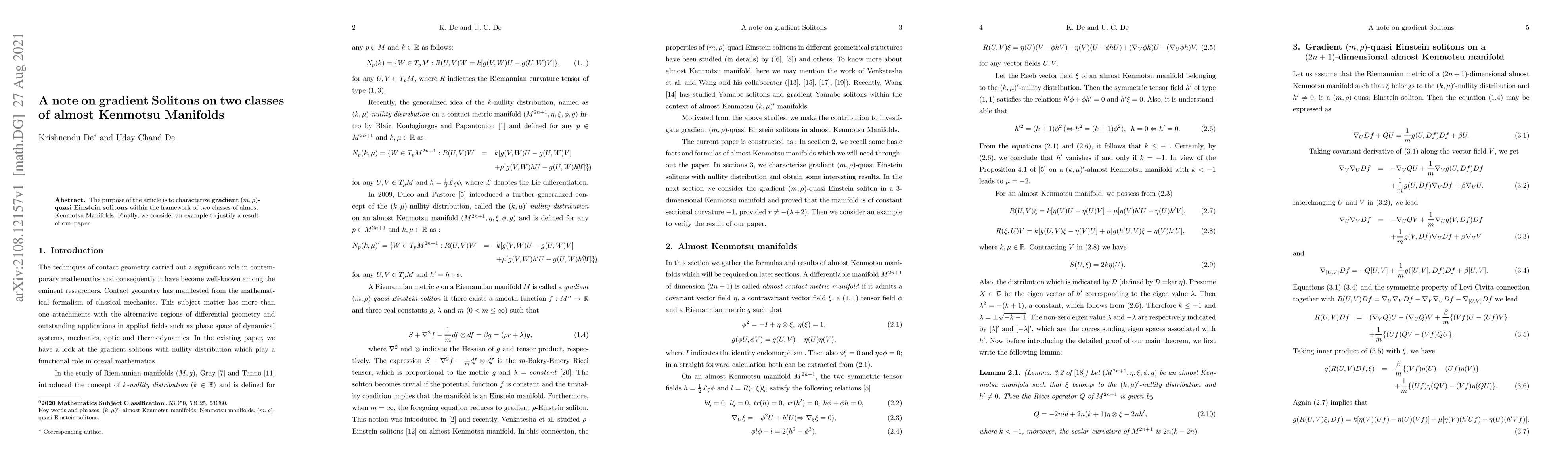 Thumbnail for A note on gradient Solitons on two classes of almost Kenmotsu Manifolds