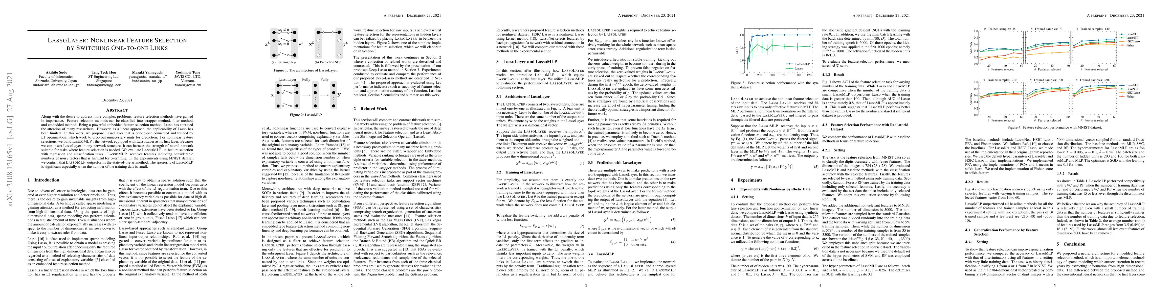 Thumbnail for LassoLayer: Nonlinear Feature Selection by Switching One-to-one Links