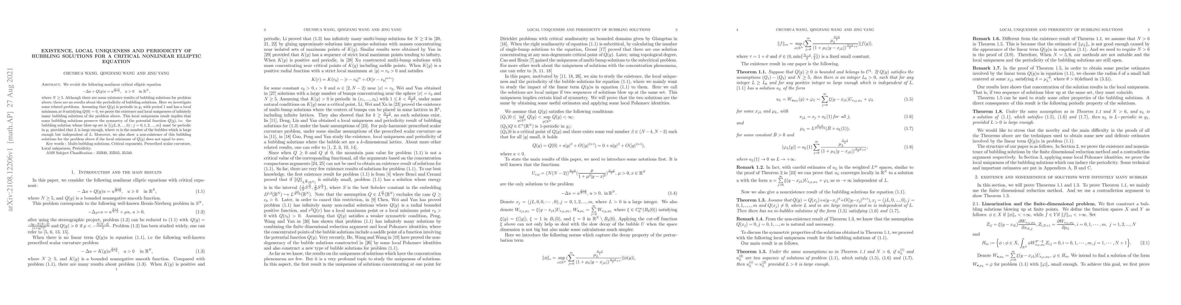 Thumbnail for Existence, Local uniqueness and periodicity of bubbling solutions for a
  critical nonlinear elliptic equation