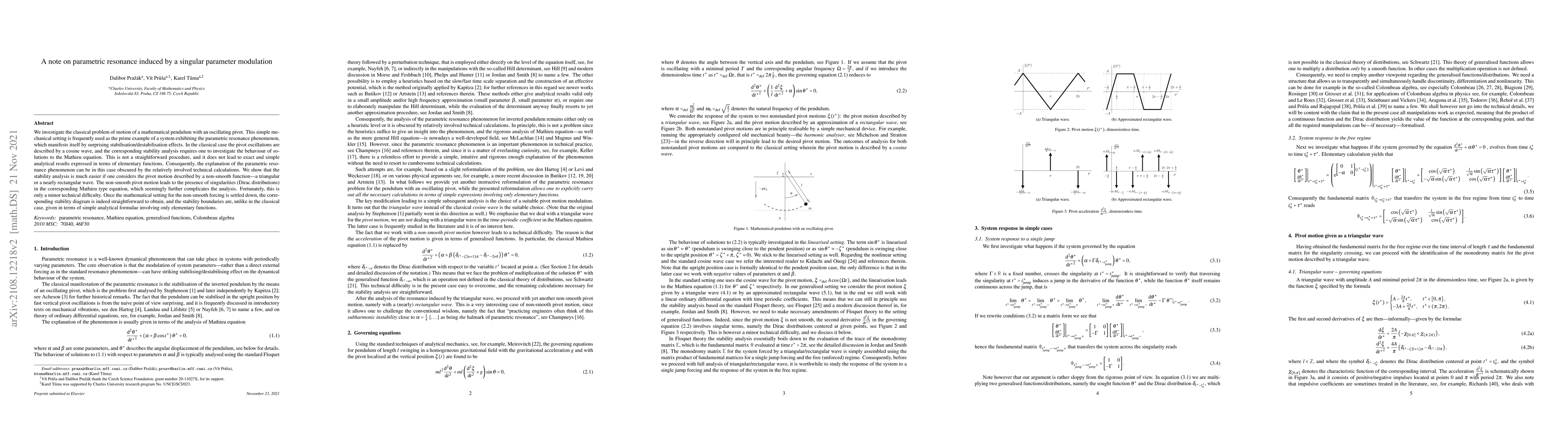 Thumbnail for A note on parametric resonance induced by a singular parameter
  modulation