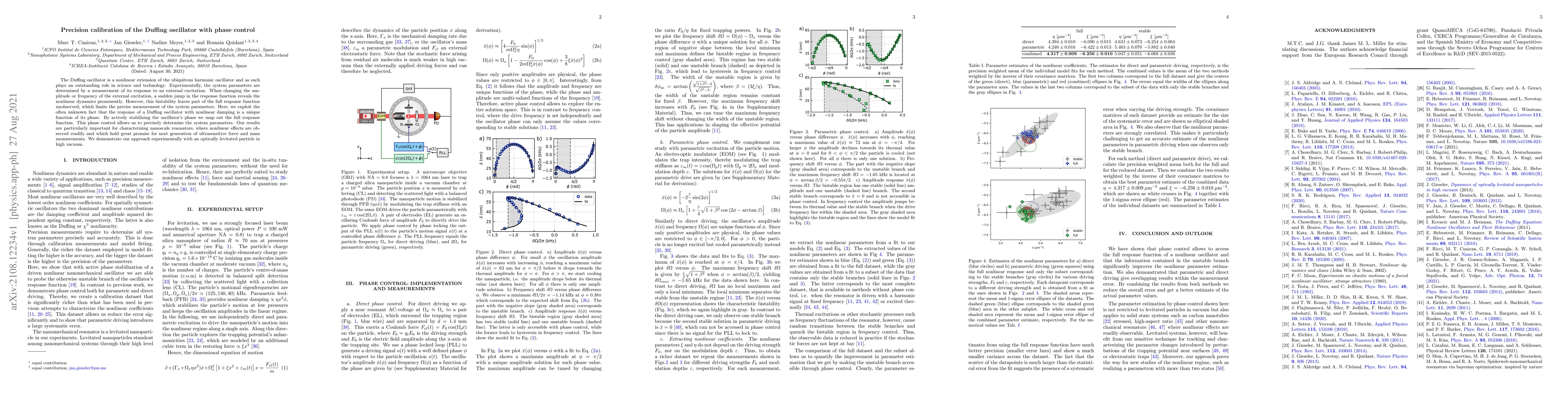 Thumbnail for Precision calibration of the Duffing oscillator with phase control