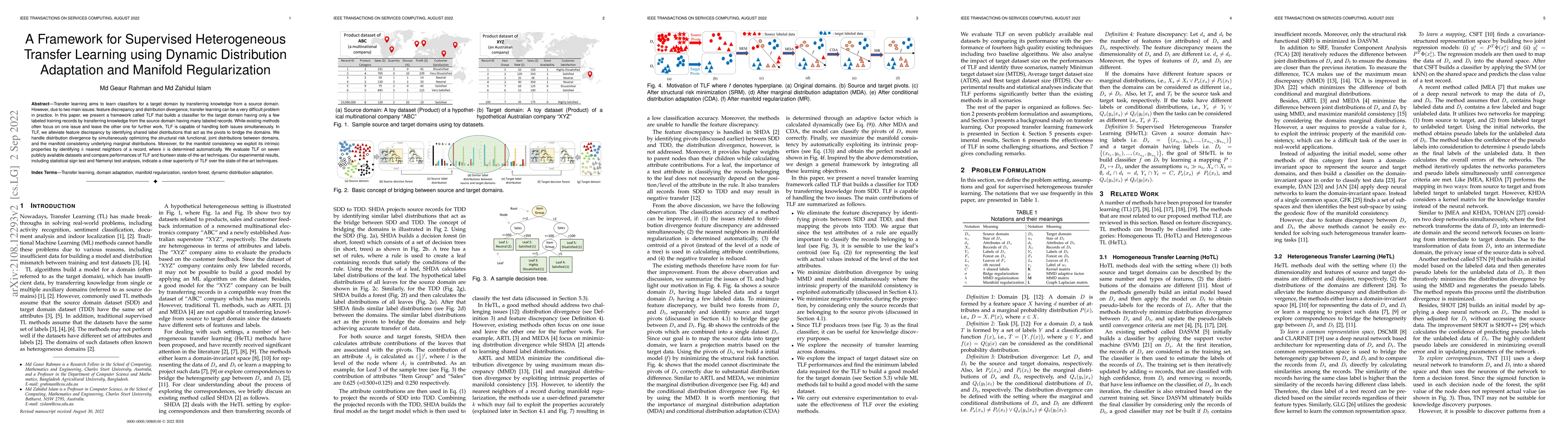 Thumbnail for A Framework for Supervised Heterogeneous Transfer Learning using Dynamic
  Distribution Adaptation and Manifold Regularization
