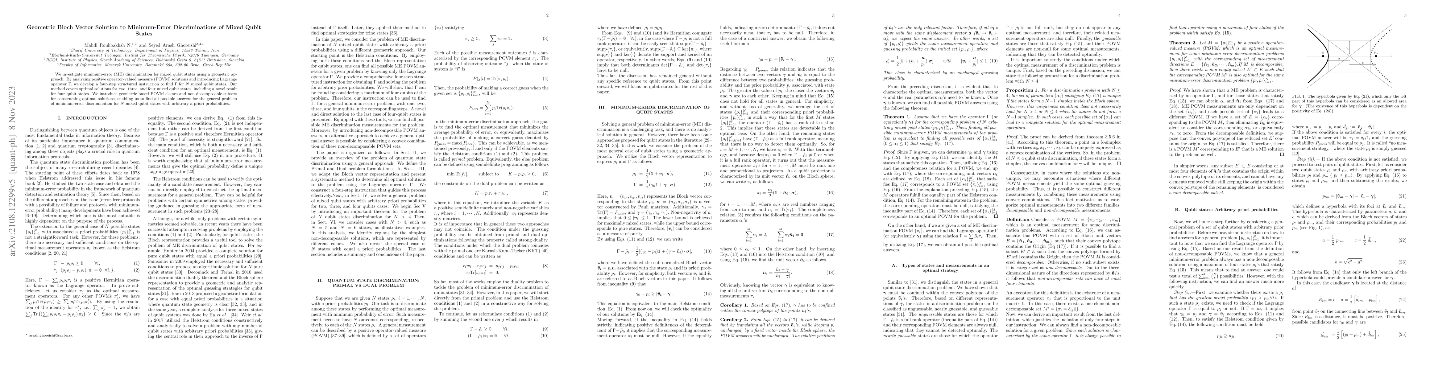 Thumbnail for Geometric Bloch Vector Solution to Minimum Error Discriminations of
  Mixed Qubit States