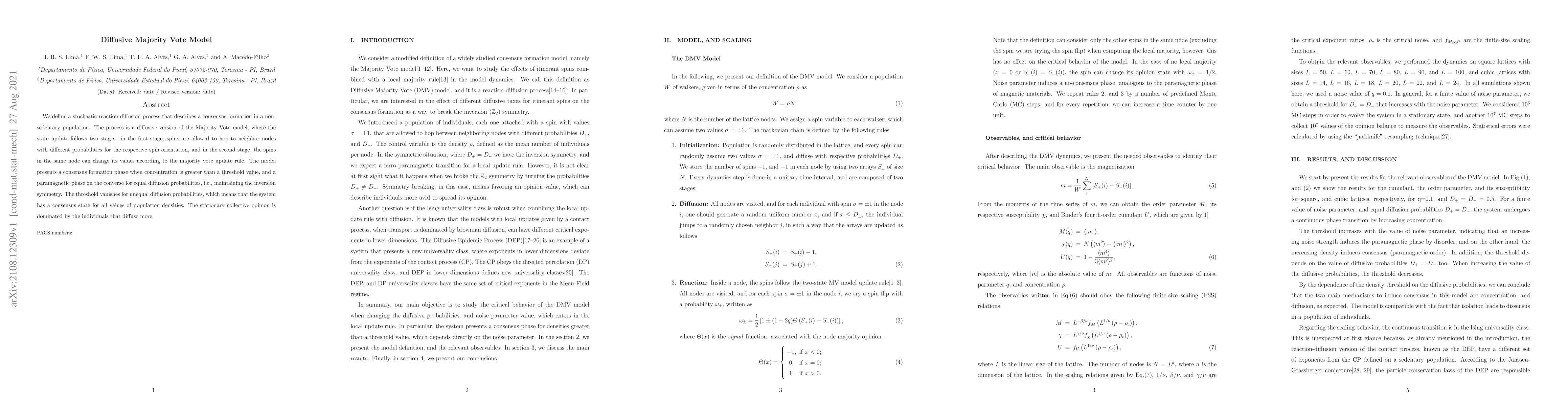Thumbnail for Diffusive Majority Vote Model