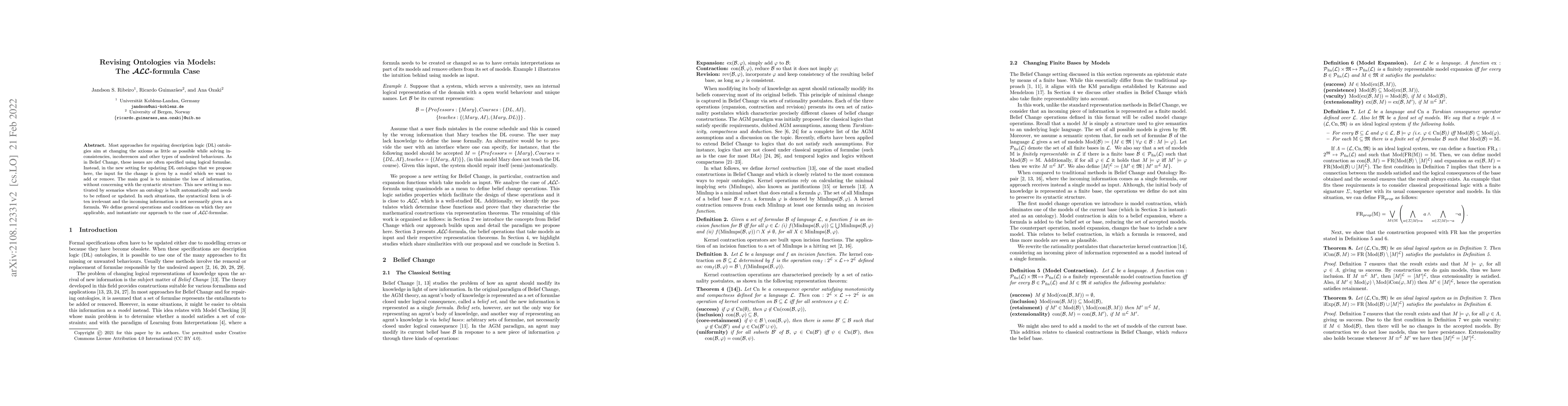 Thumbnail for Revising Ontologies via Models: The ALC-formula Case