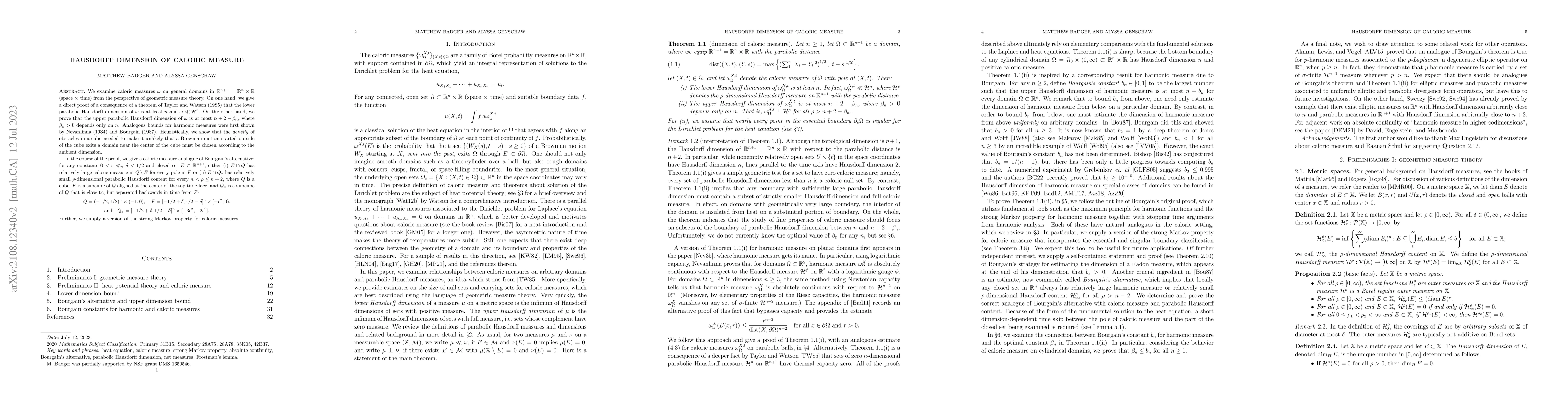Thumbnail for Hausdorff dimension of caloric measure