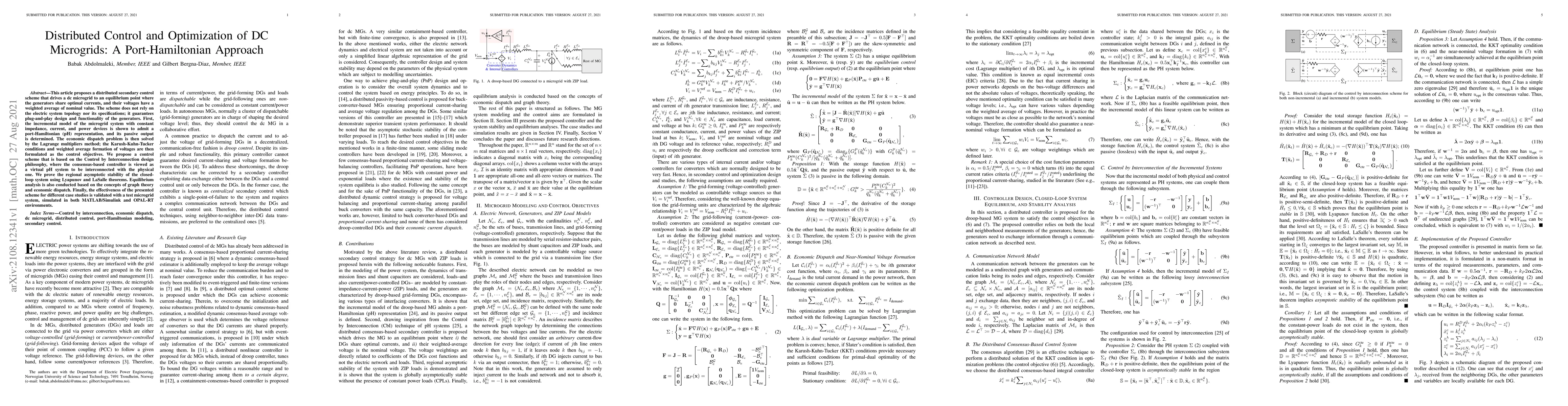 Thumbnail for Distributed Control and Optimization of DC Microgrids: A
  Port-Hamiltonian Approach
