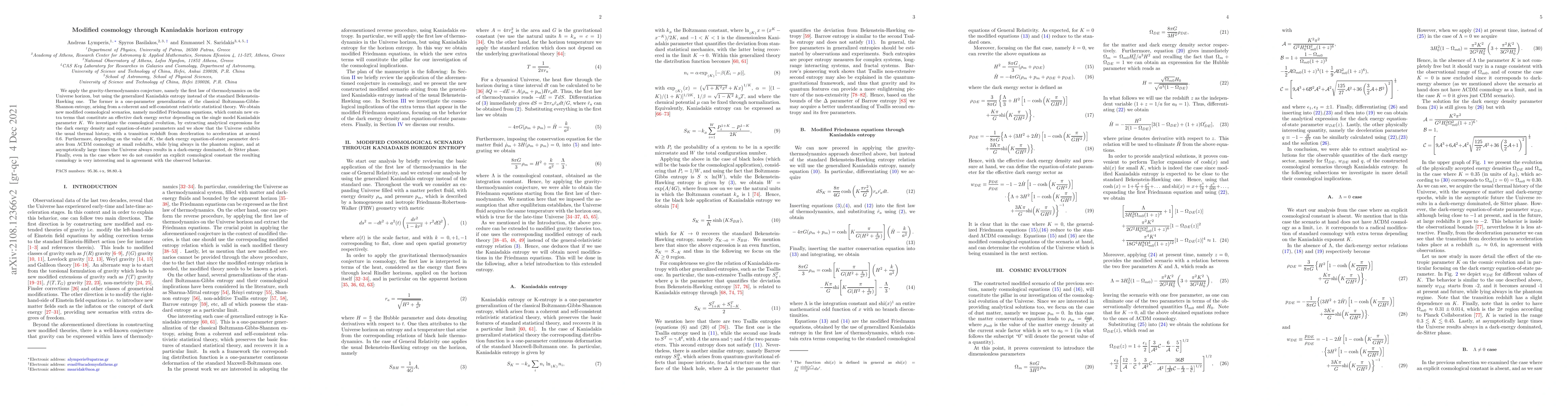Thumbnail for Modified cosmology through Kaniadakis horizon entropy