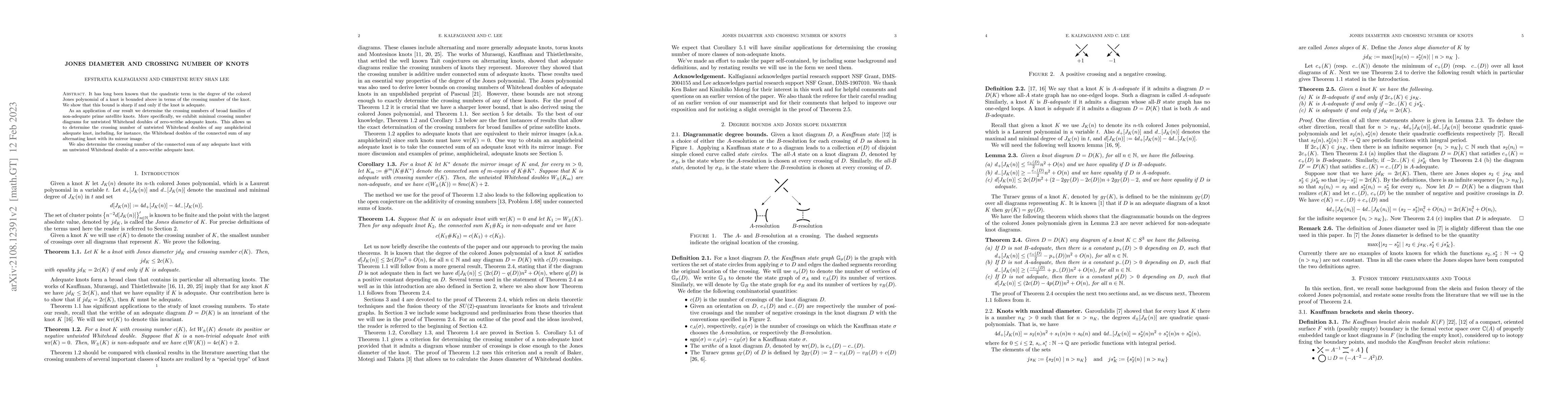 Thumbnail for Jones diameter and crossing number of knots
