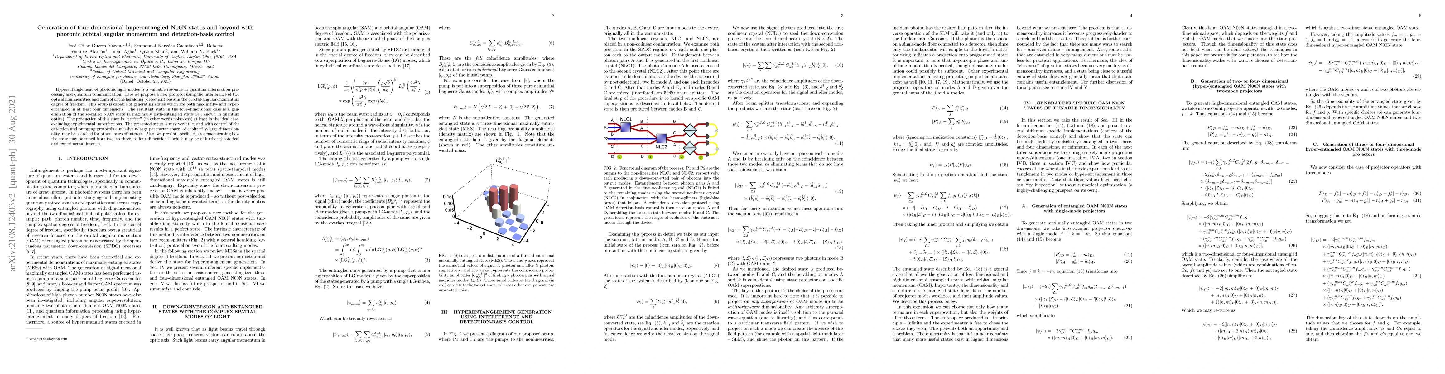 Thumbnail for Generation of four-dimensional hyperentangled N00N states and beyond
  with photonic orbital angular momentum and detection-basis control