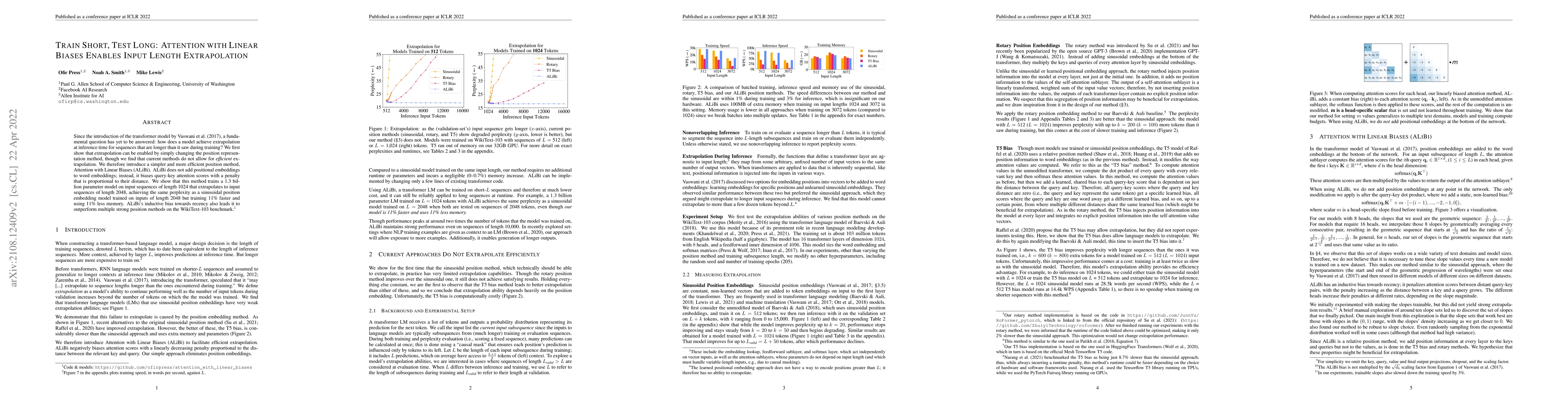 Thumbnail for Train Short, Test Long: Attention with Linear Biases Enables Input
  Length Extrapolation