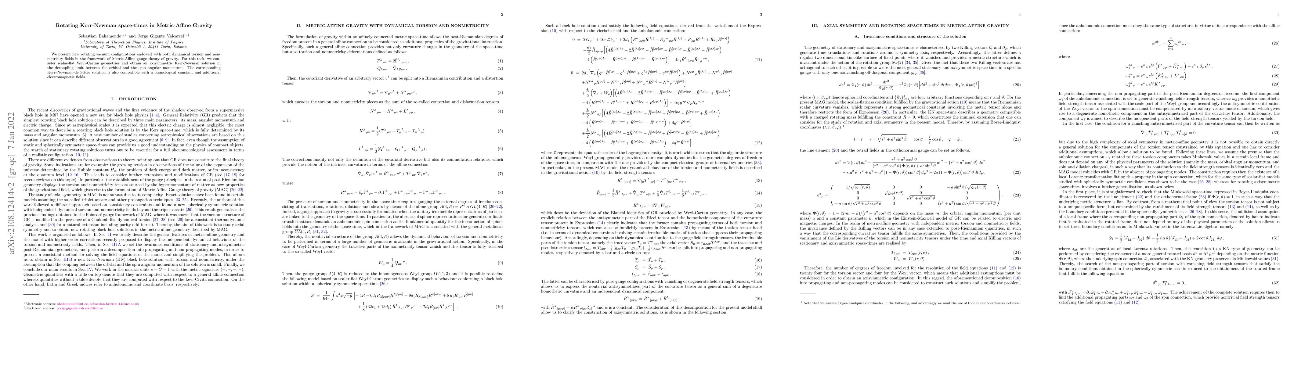 Thumbnail for Rotating Kerr-Newman space-times in Metric-Affine Gravity
