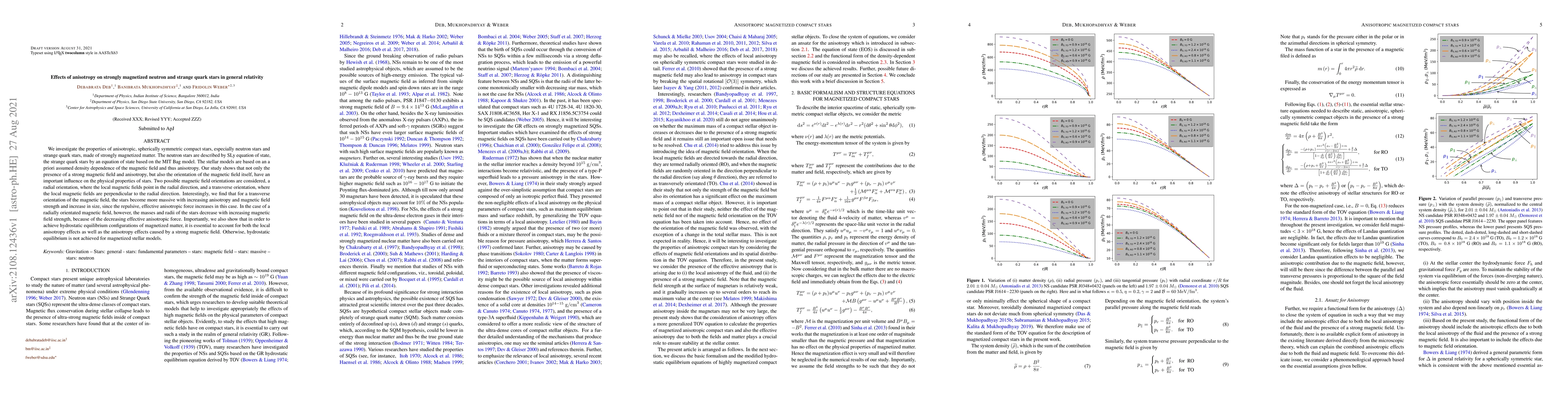 Thumbnail for Effects of anisotropy on strongly magnetized neutron and strange quark
  stars in general relativity