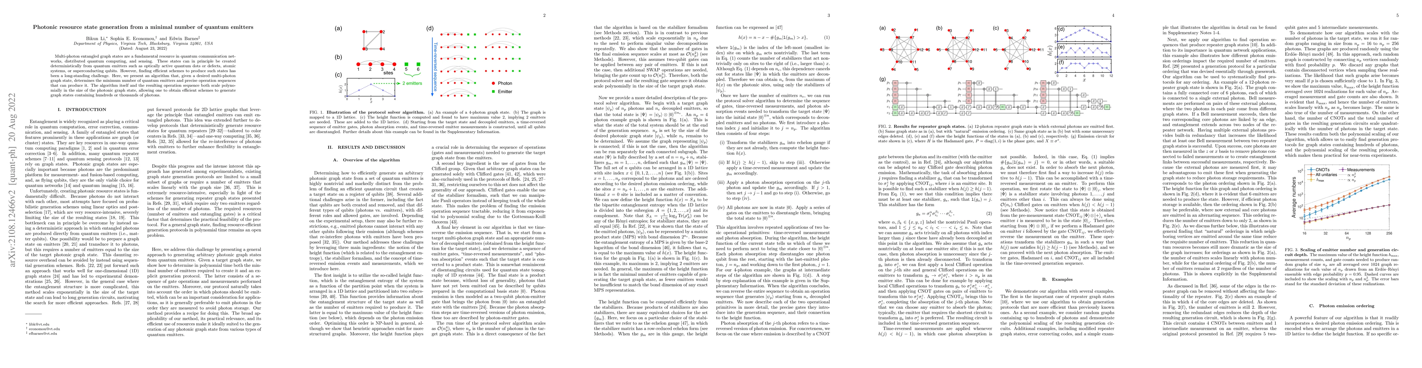 Thumbnail for Photonic resource state generation from a minimal number of quantum
  emitters