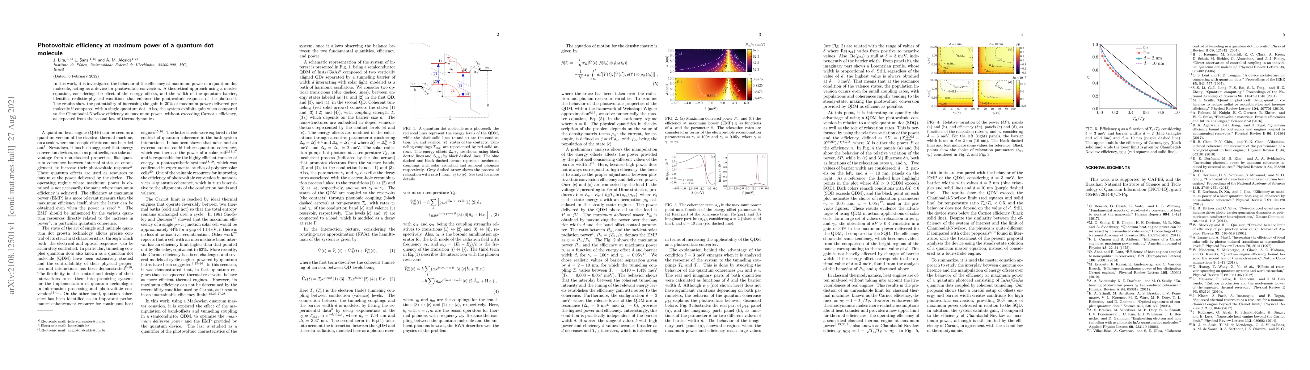 Thumbnail for Photovoltaic efficiency at maximum power of a quantum dot molecule
