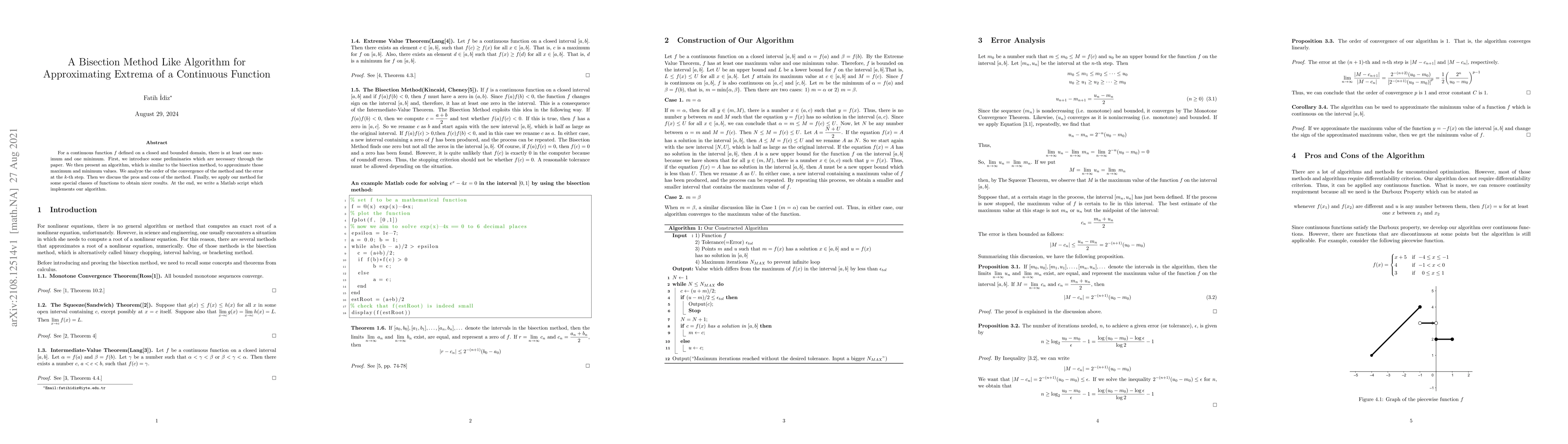Thumbnail for A Bisection Method Like Algorithm for Approximating Extrema of a
  Continuous Function