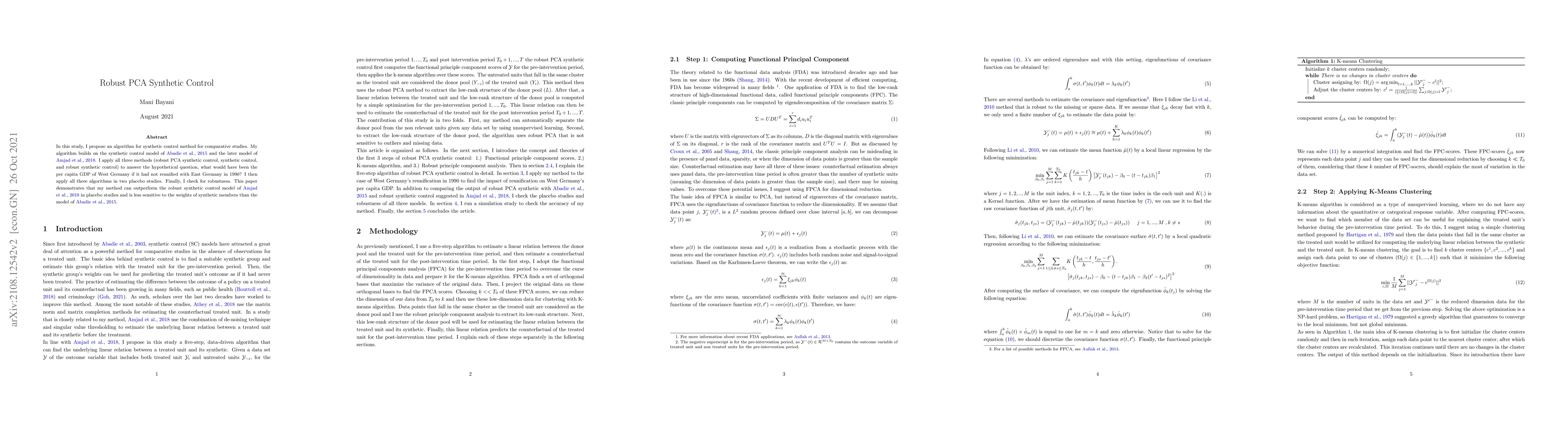 Thumbnail for Robust PCA Synthetic Control
