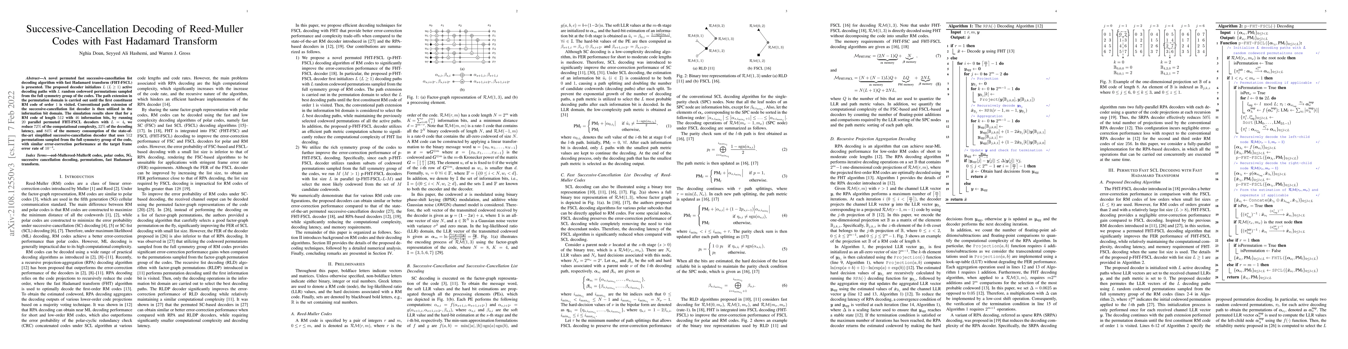 Thumbnail for Successive-Cancellation Decoding of Reed-Muller Codes with Fast Hadamard
  Transform