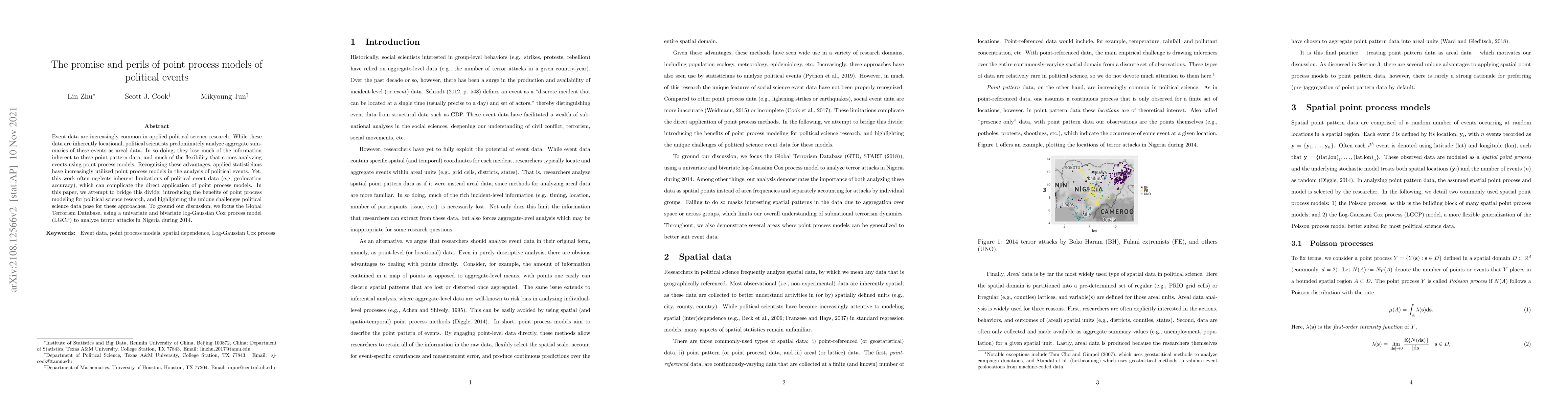 Thumbnail for The promise and perils of point process models of political events