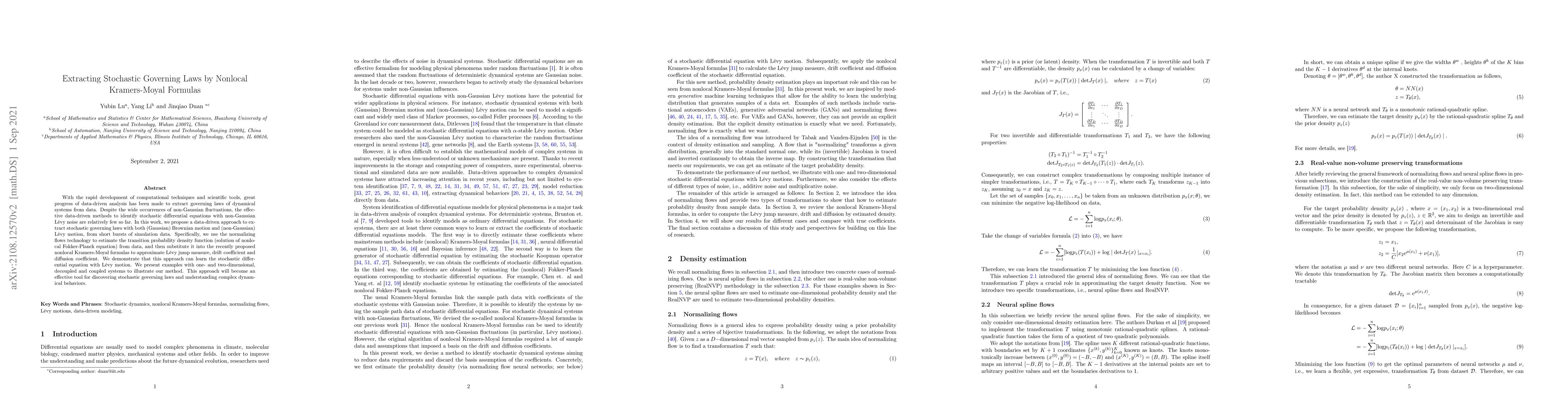Thumbnail for Extracting Stochastic Governing Laws by Nonlocal Kramers-Moyal Formulas