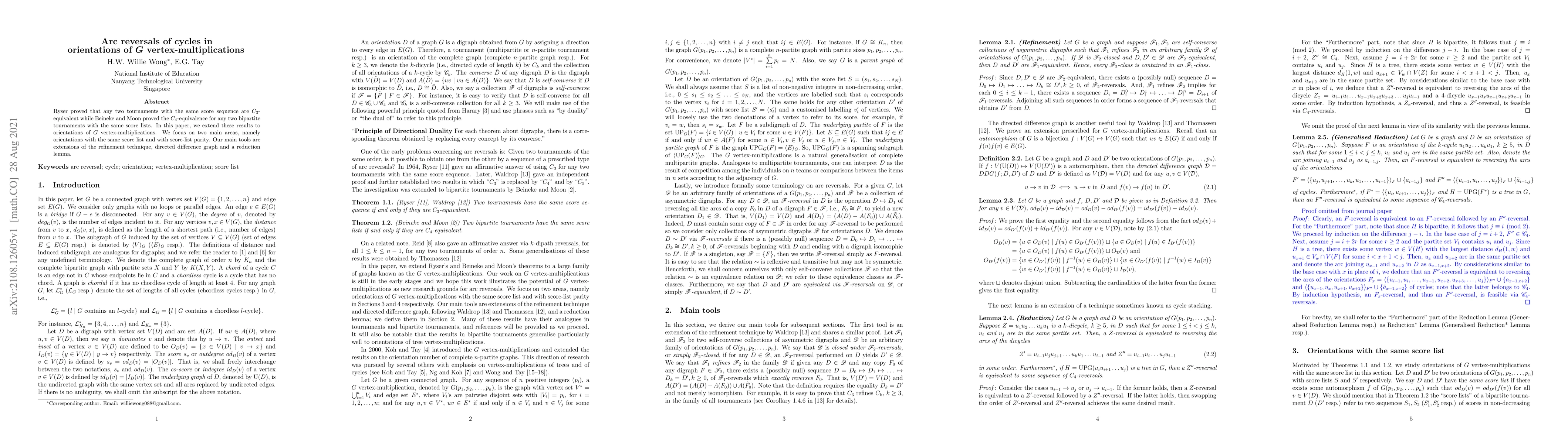 Thumbnail for Arc reversals of cycles in orientations of $G$ vertex-multiplications