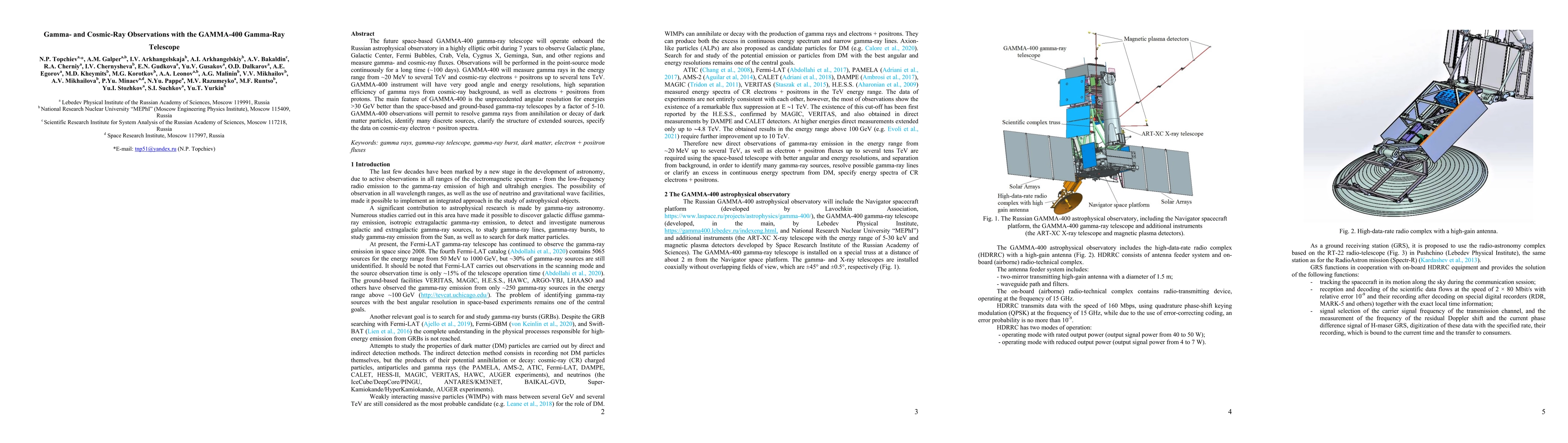Thumbnail for Gamma- and Cosmic-Ray Observations with the GAMMA-400 Gamma-Ray
  Telescope