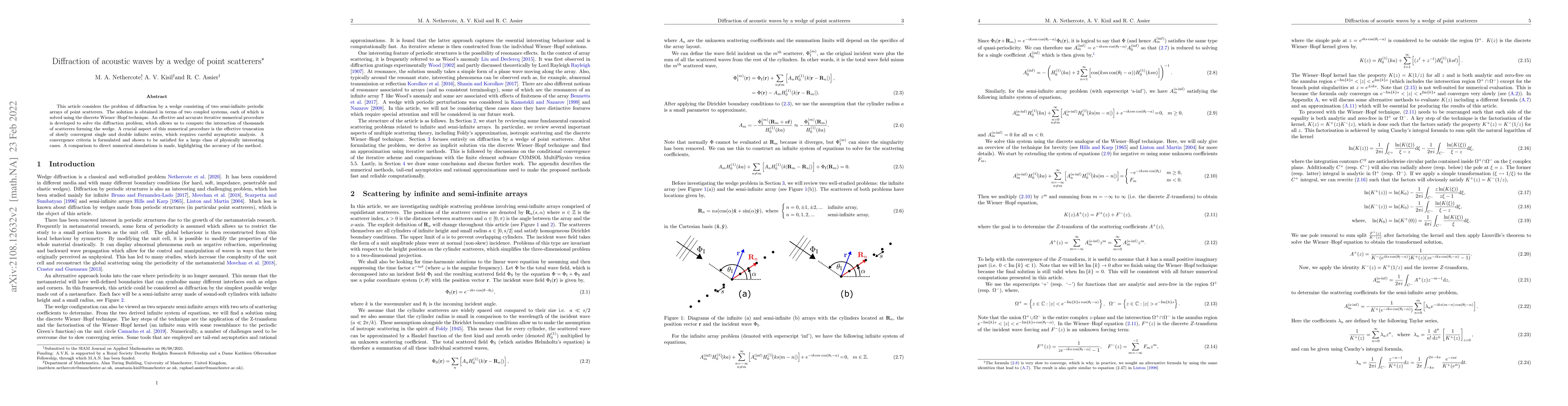 Thumbnail for Diffraction of acoustic waves by a wedge of point scatterers