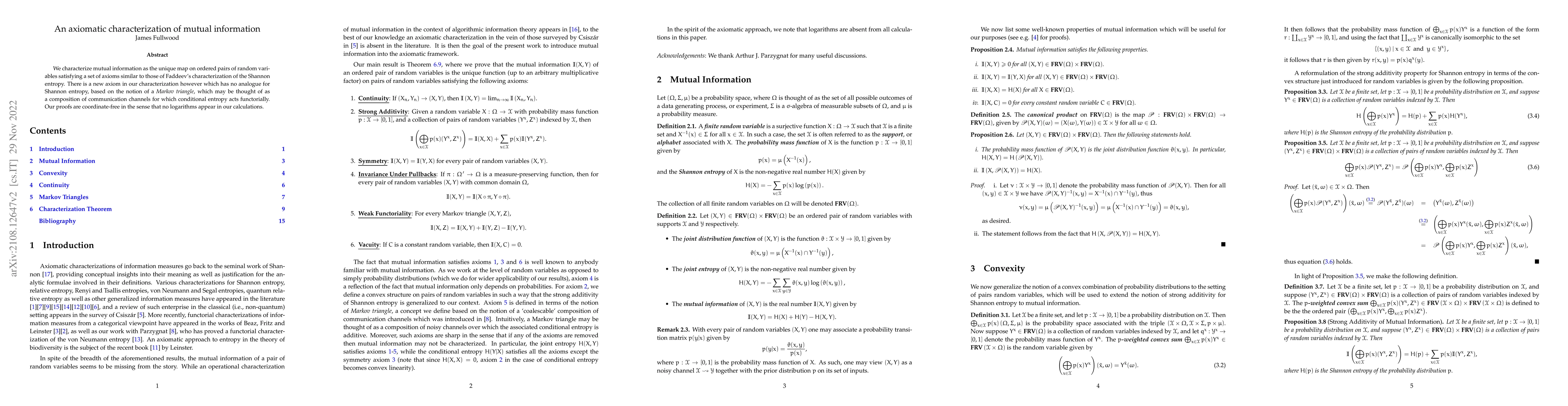 Thumbnail for An axiomatic characterization of mutual information