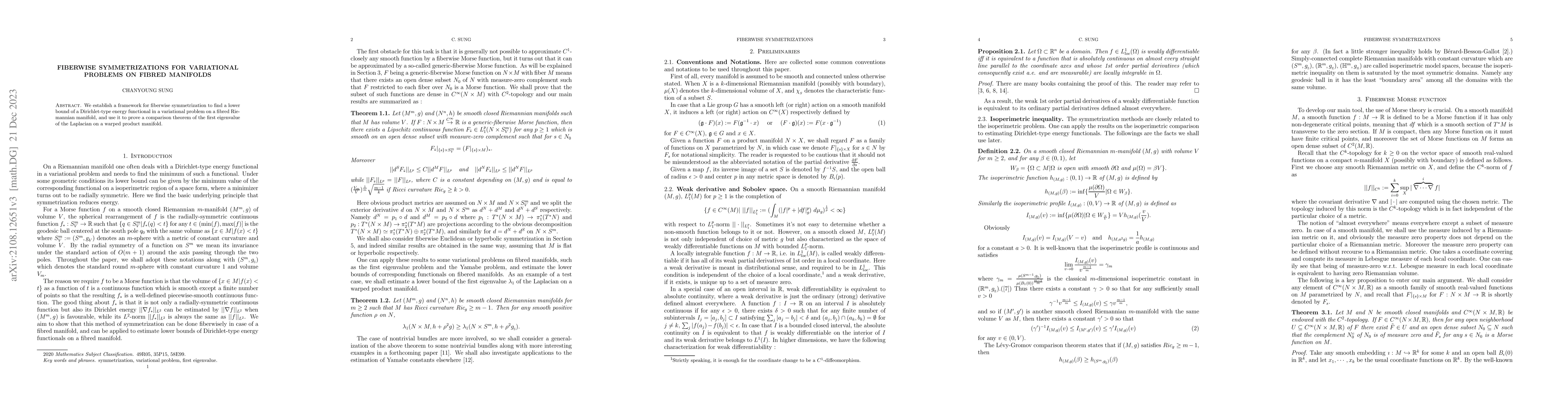 Thumbnail for Fiberwise symmetrizations for variational problems on fibred manifolds