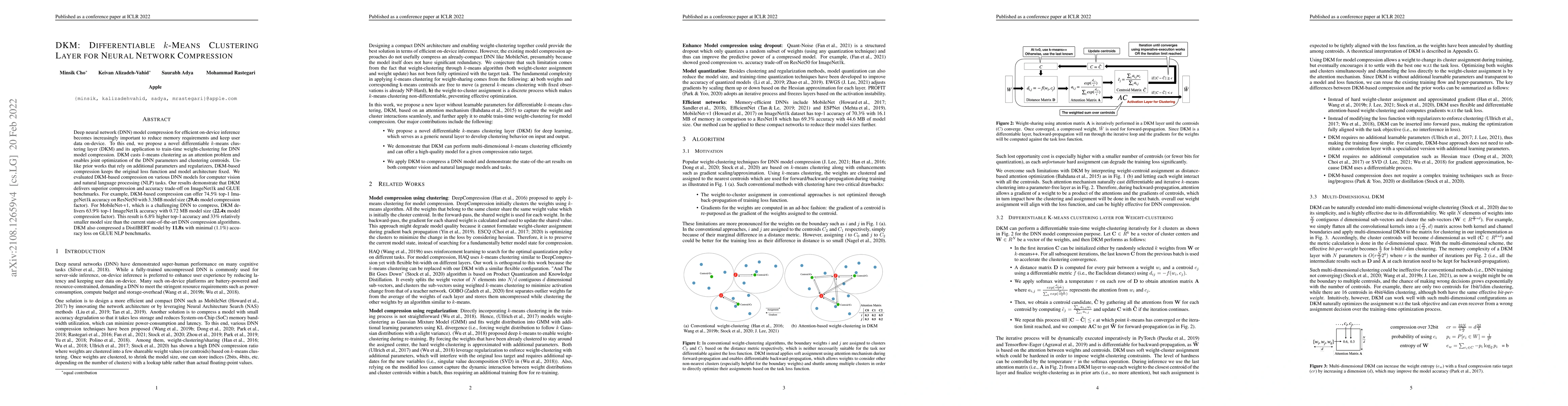 Thumbnail for DKM: Differentiable K-Means Clustering Layer for Neural Network
  Compression