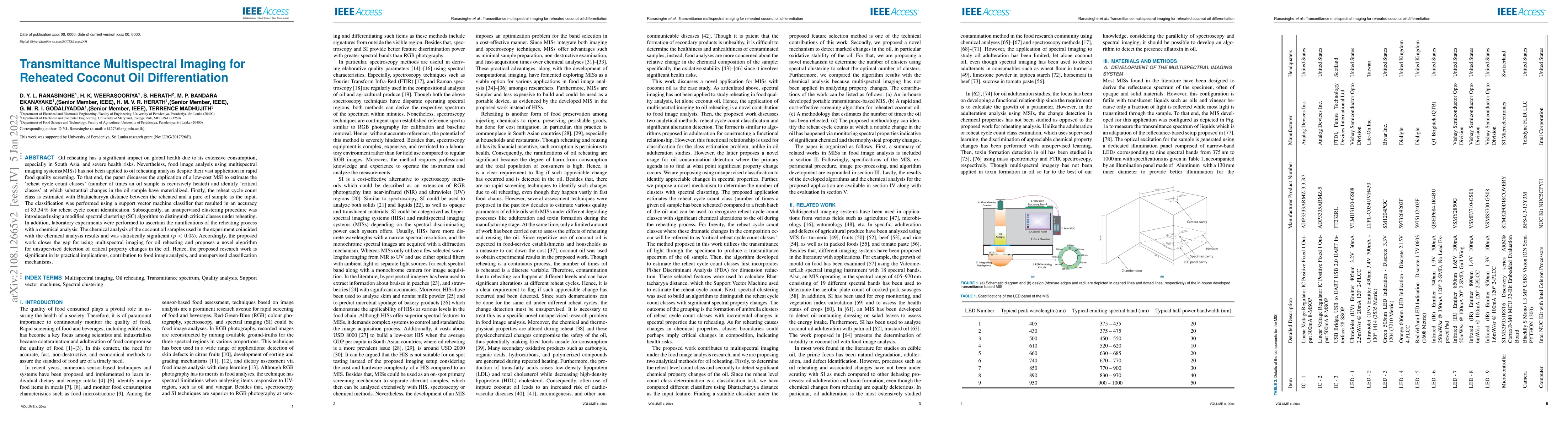 Thumbnail for Transmittance Multispectral Imaging for Reheated Coconut Oil
  Differentiation