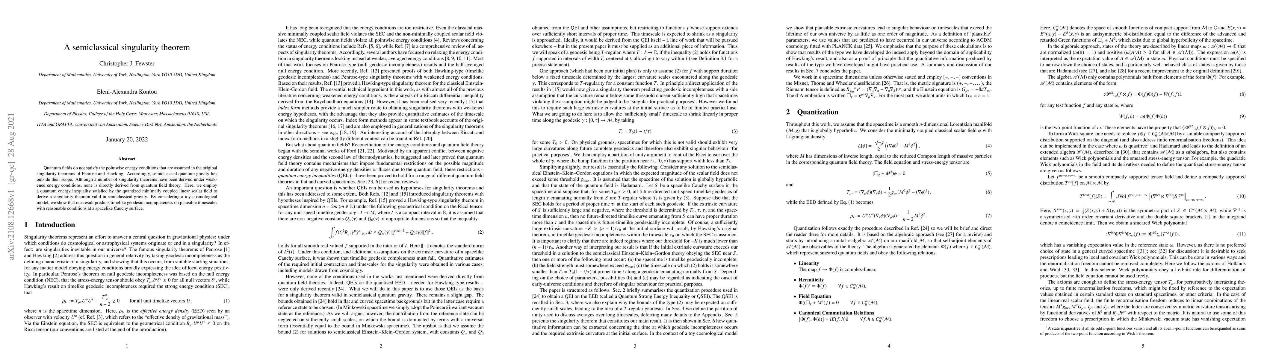 Thumbnail for A semiclassical singularity theorem