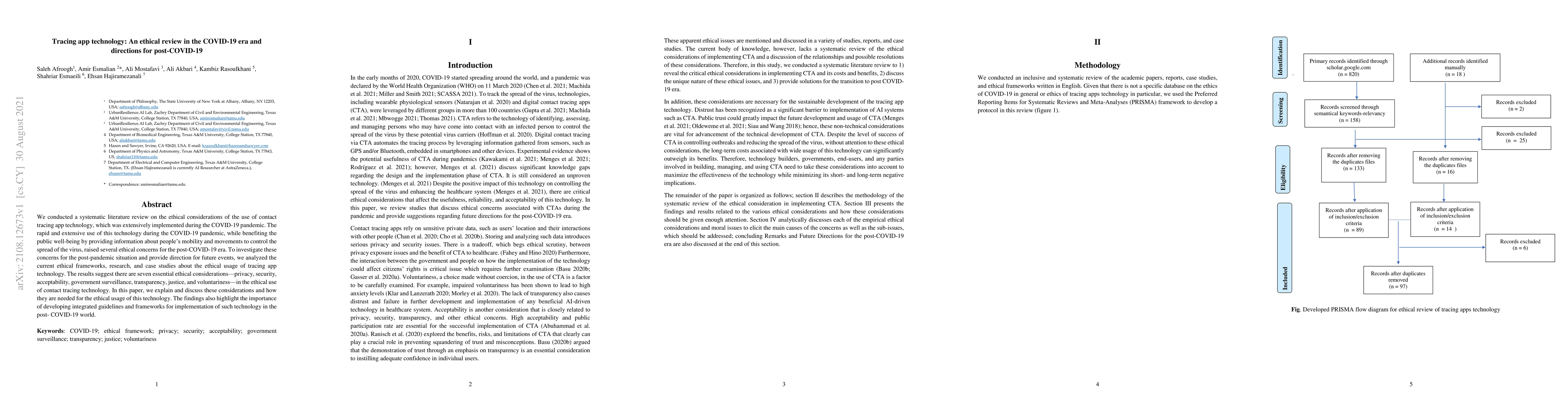 Thumbnail for Tracing app technology: An ethical review in the COVID-19 era and
  directions for post-COVID-19