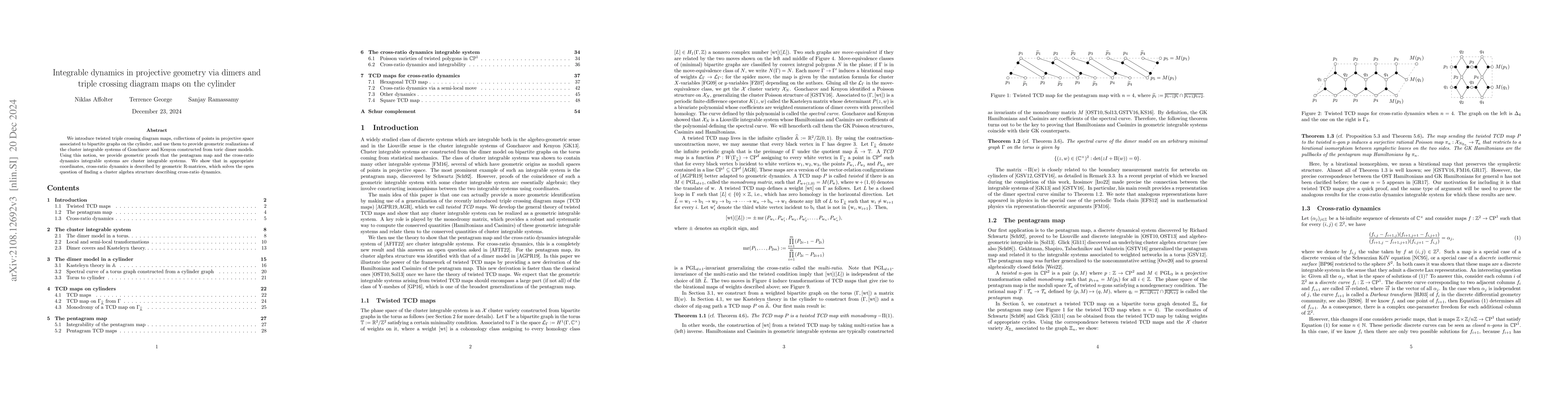 Thumbnail for Integrable dynamics in projective geometry via dimers and triple
  crossing diagram maps on the cylinder