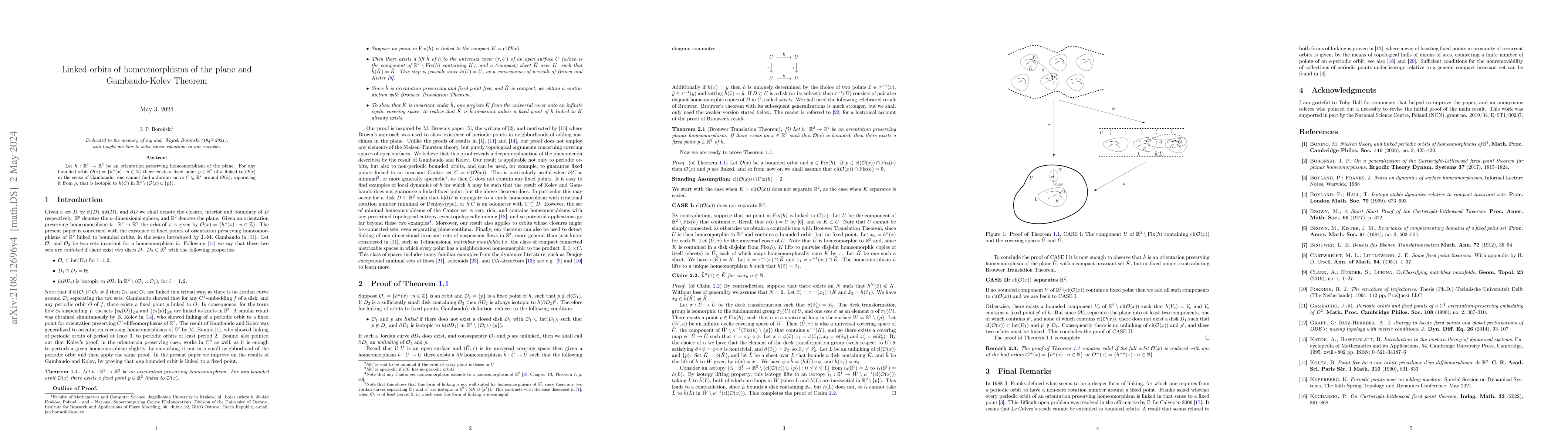 Thumbnail for Linked orbits of homeomorphisms of the plane and Gambaudo-Kolev Theorem