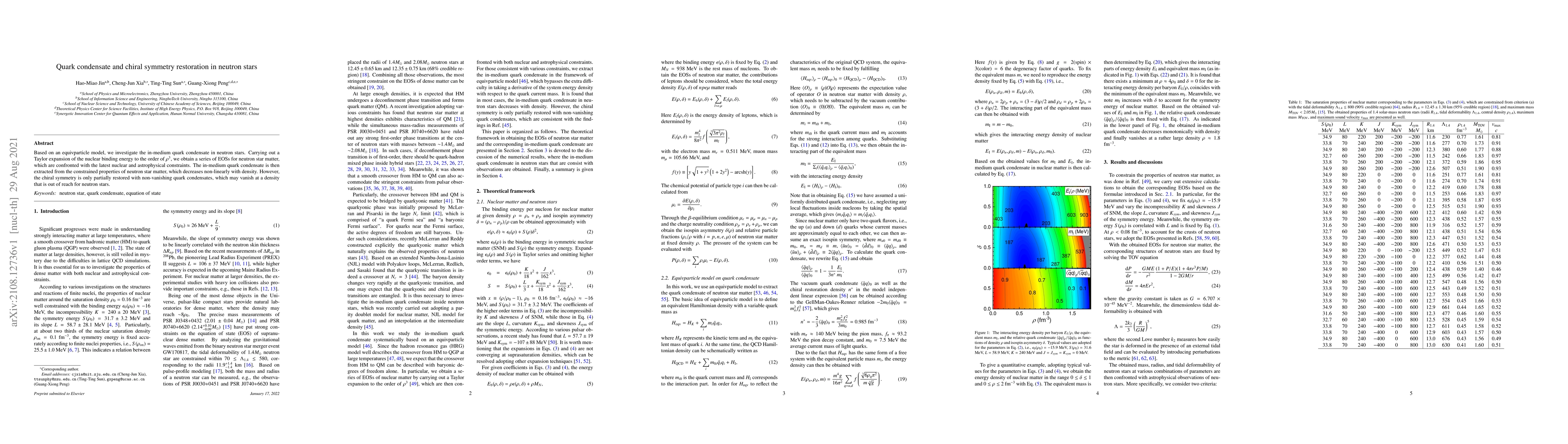Thumbnail for Quark condensate and chiral symmetry restoration in neutron stars
