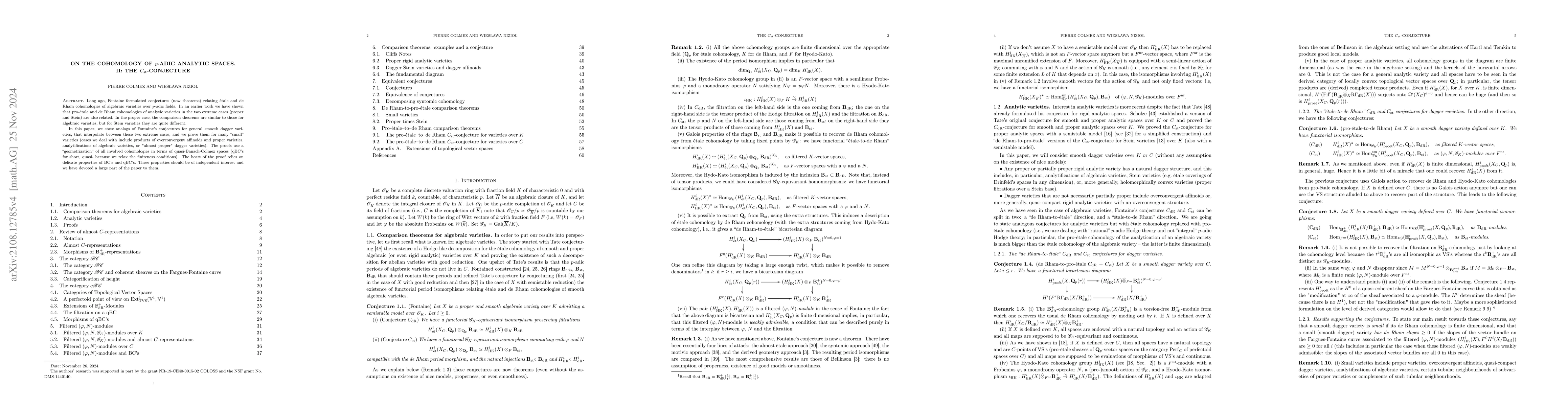Thumbnail for On the cohomology of p-adic analytic spaces, II: The $C_{\rm
  st}$-conjecture