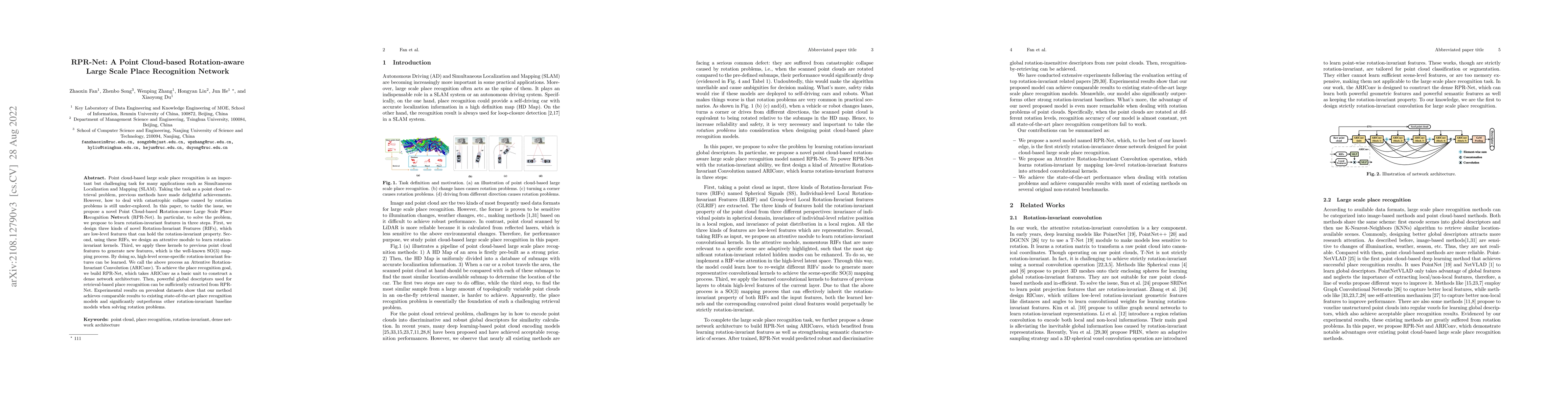 Thumbnail for RPR-Net: A Point Cloud-based Rotation-aware Large Scale Place
  Recognition Network