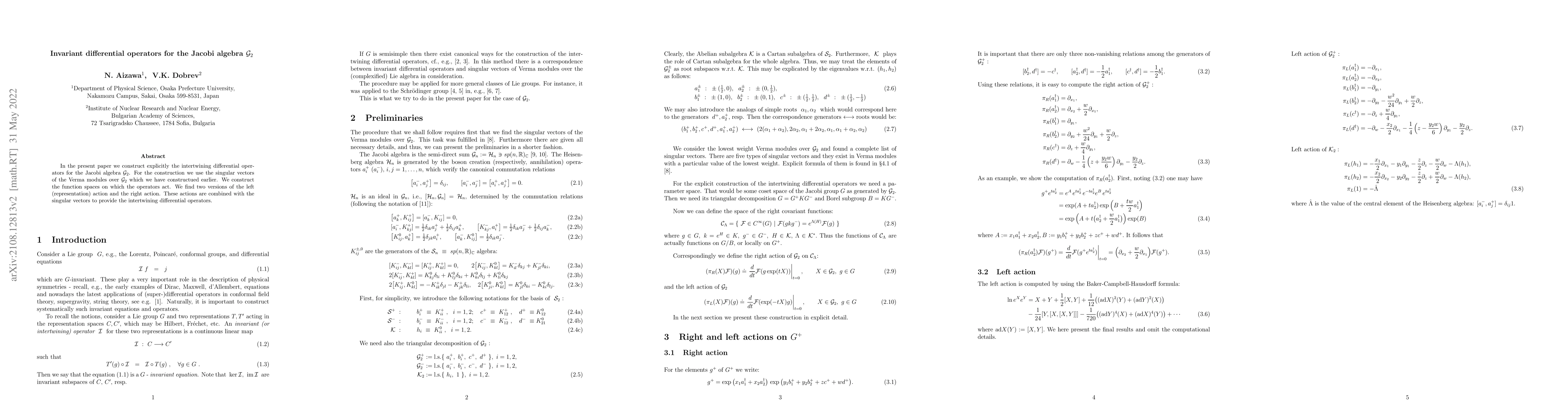 Thumbnail for Invariant differential operators for the Jacobi algebra $ {\cal G}_2$