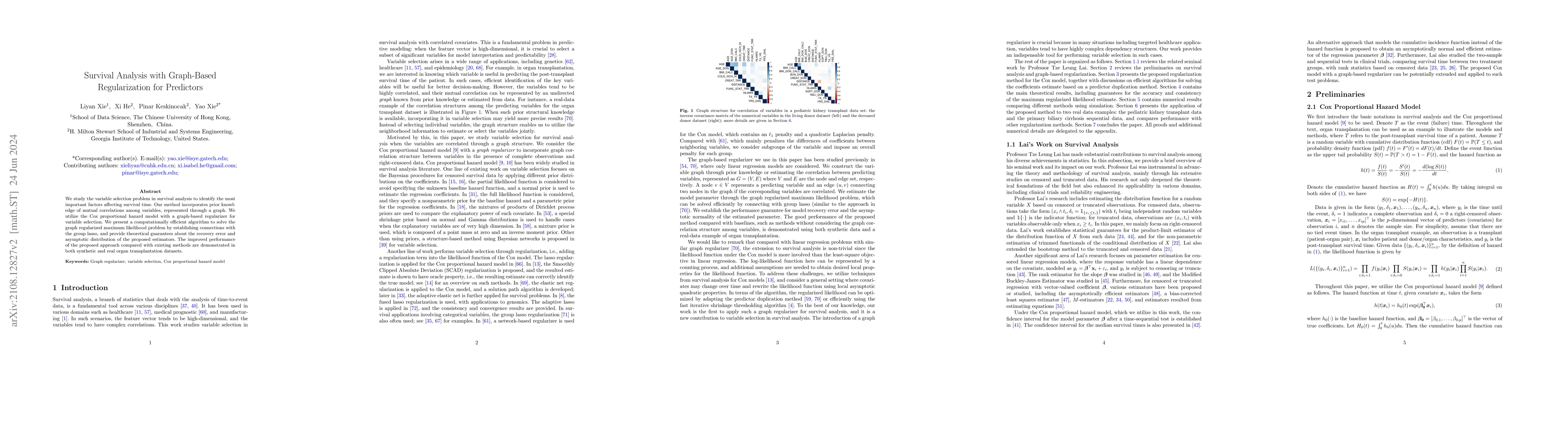 Thumbnail for Survival Analysis with Graph-Based Regularization for Predictors