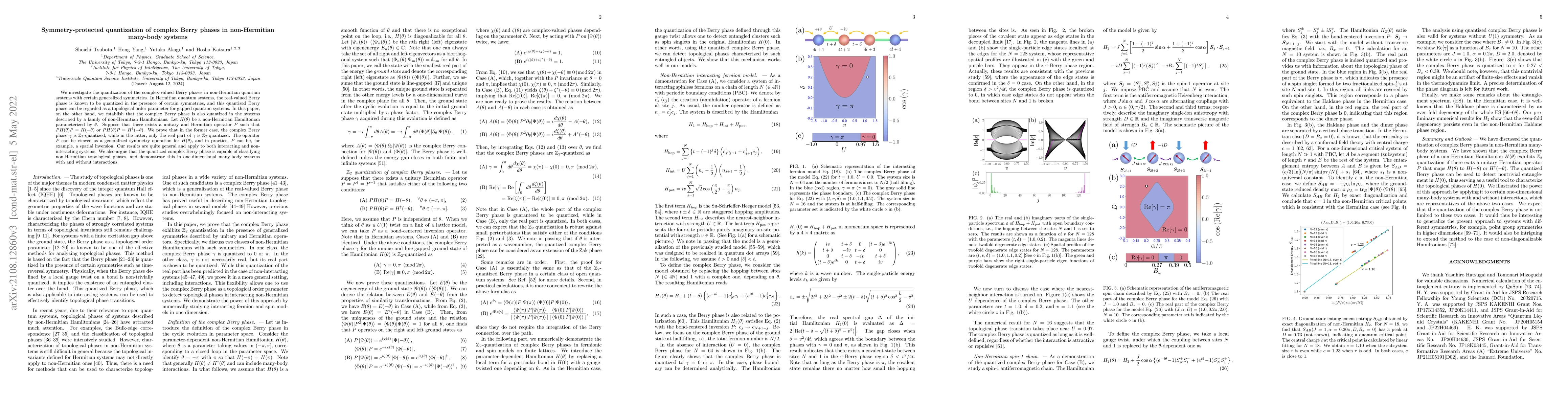 Thumbnail for Symmetry-protected quantization of complex Berry phases in non-Hermitian
  many-body systems