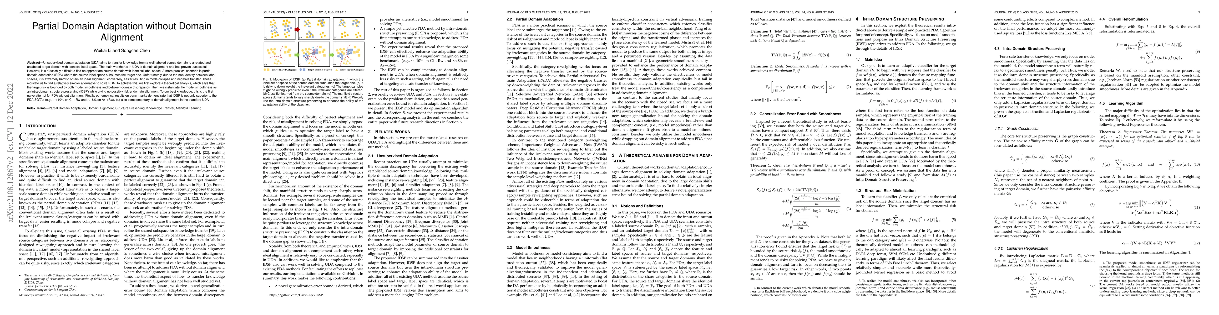 Thumbnail for Partial Domain Adaptation without Domain Alignment