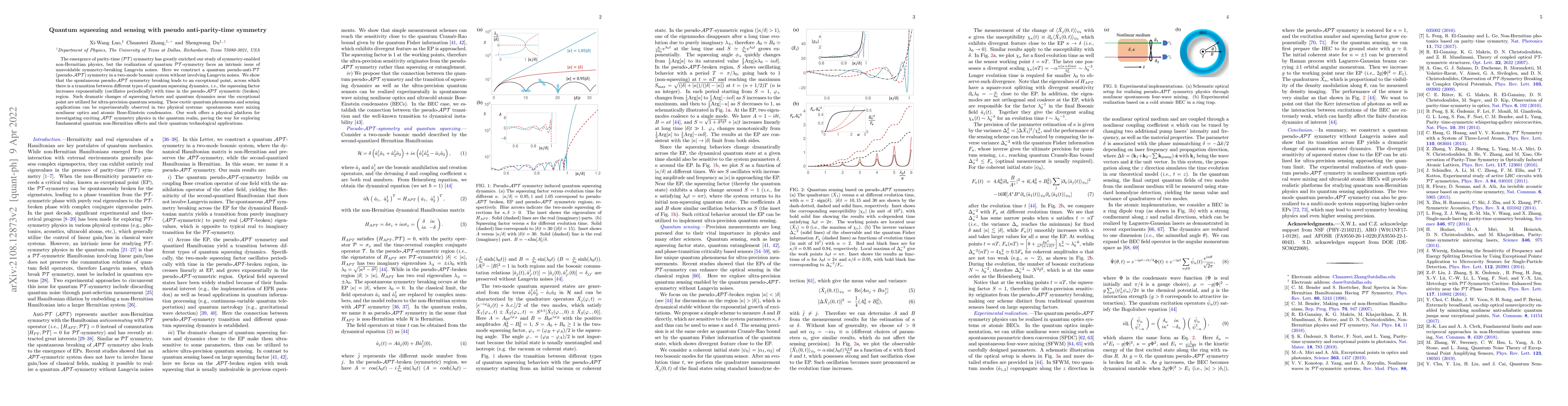 Thumbnail for Quantum squeezing and sensing with pseudo anti-parity-time symmetry