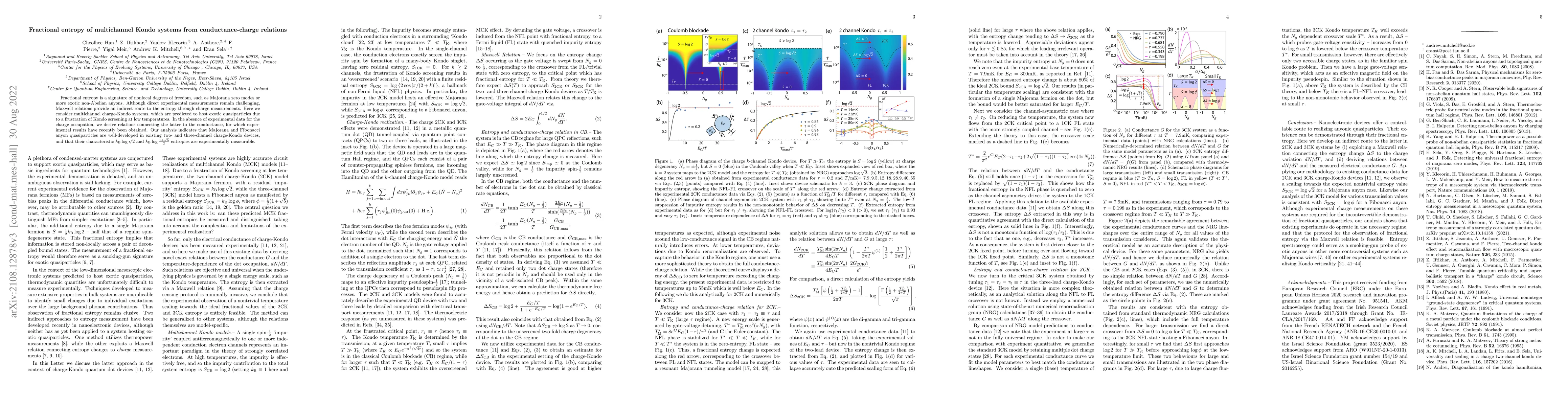 Thumbnail for Fractional entropy of multichannel Kondo systems from conductance-charge
  relations