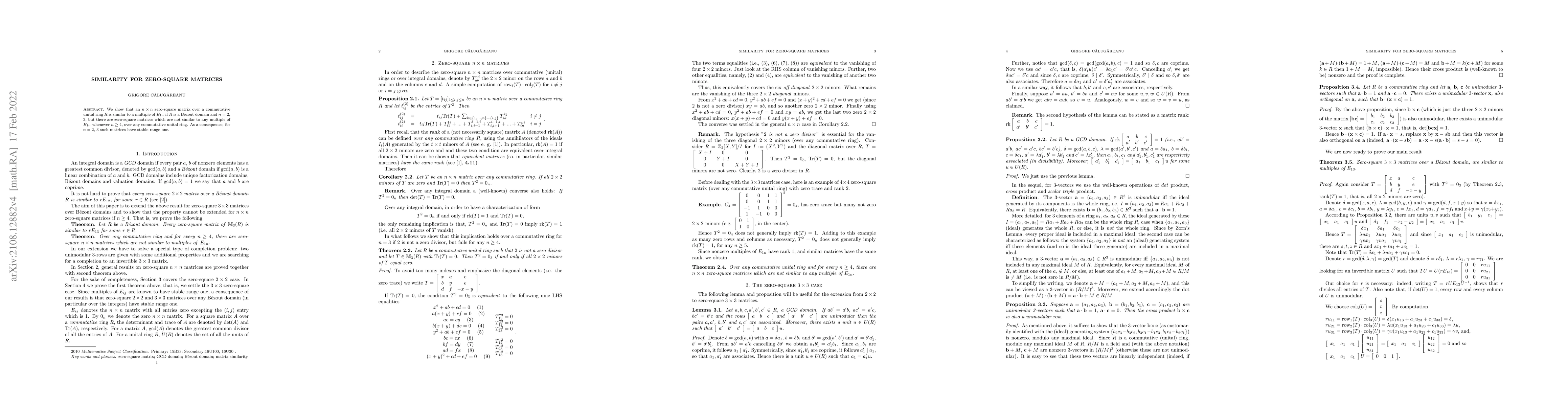 Thumbnail for Similarity for zero-square matrices
