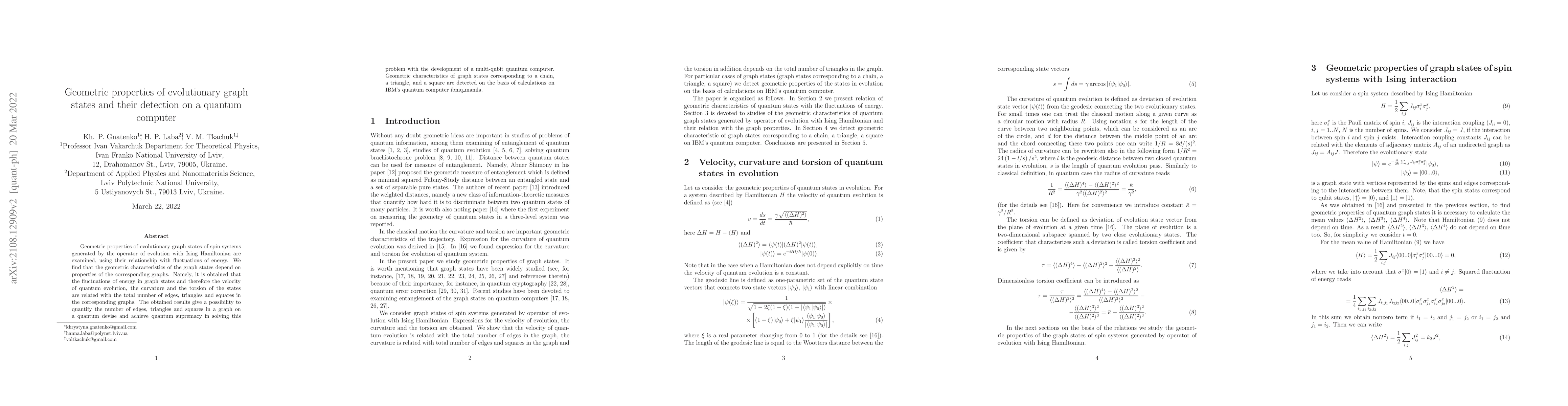 Thumbnail for Geometric properties of evolutionary graph states and their detection on
  a quantum computer