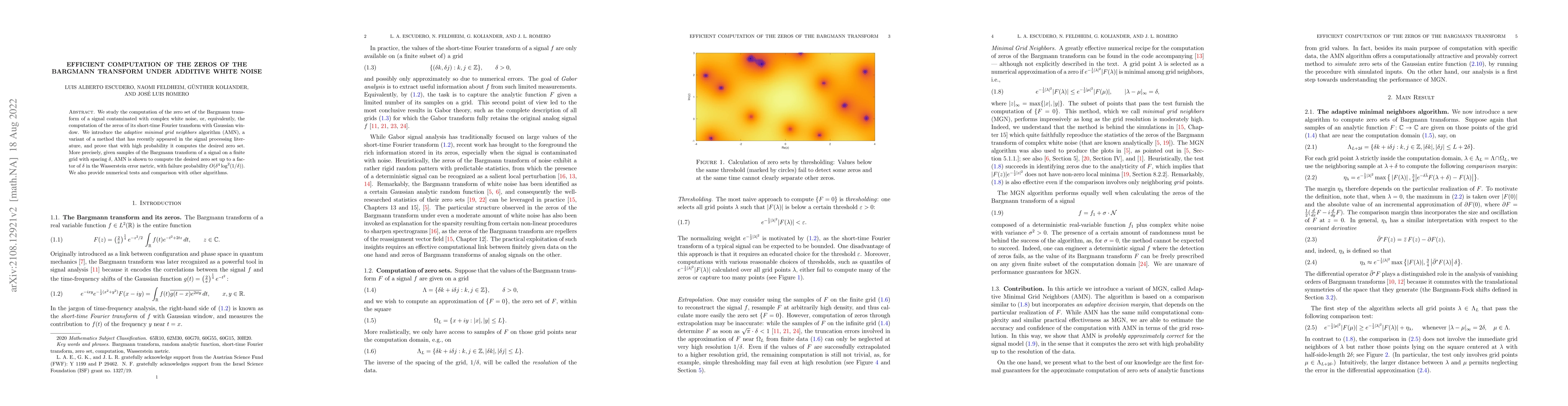 Thumbnail for Efficient computation of the zeros of the Bargmann transform under
  additive white noise