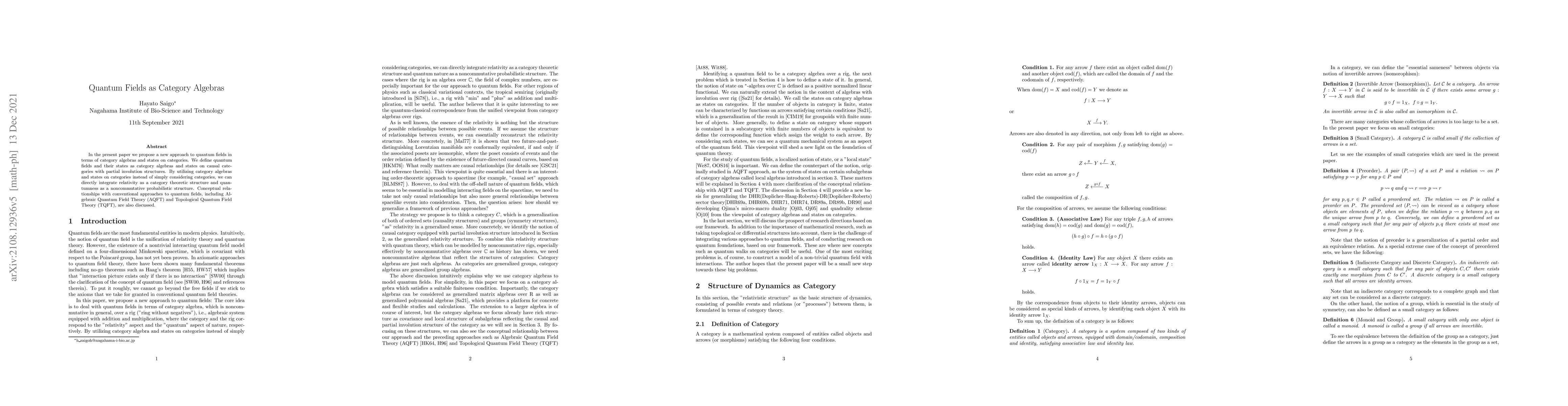 Thumbnail for Quantum Fields as Category Algebras
