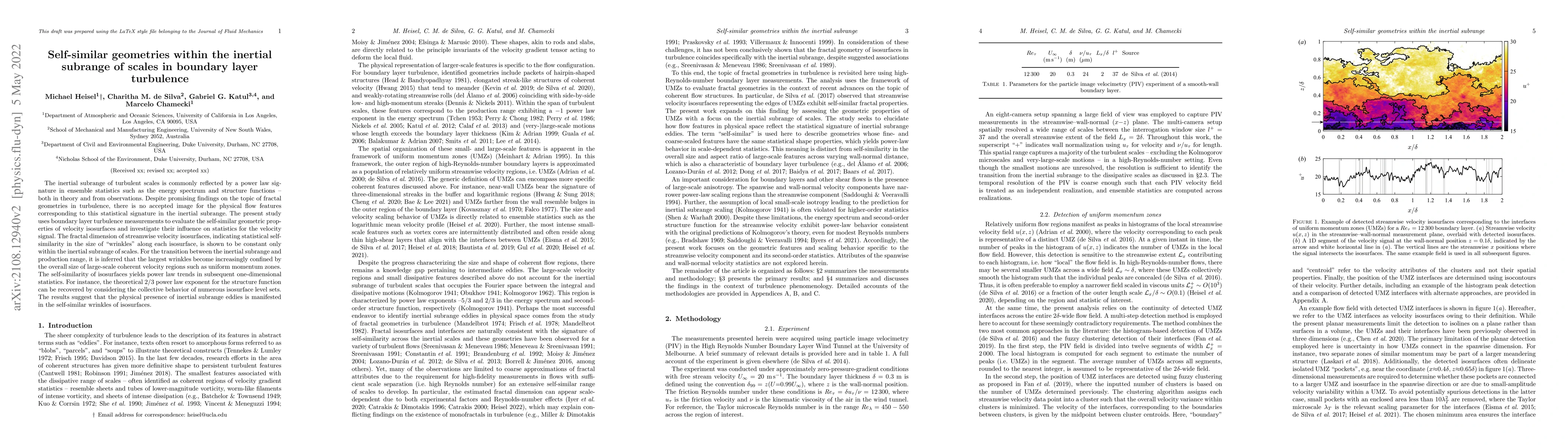 Thumbnail for Self-similar geometries within the inertial subrange of scales in
  boundary layer turbulence