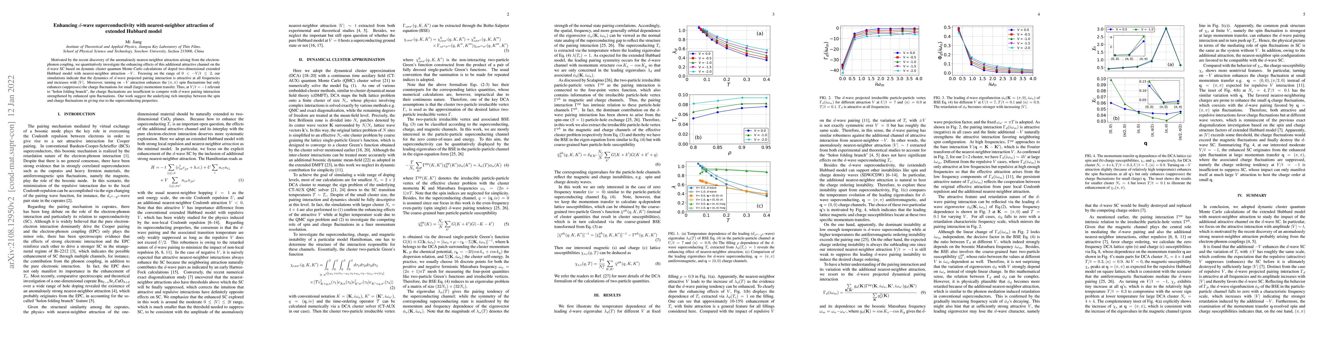 Thumbnail for Enhancing $d$-wave superconductivity with nearest-neighbor attraction of
  extended Hubbard model